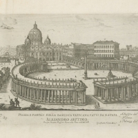 J. A. Schaffgotsch podnikl pouť do Říma, jejímž cílem je odedávna bazilika svatého Petra na Svatopetrském náměstí ve Vatikánu (Giovanni Battista Falda, 1665)